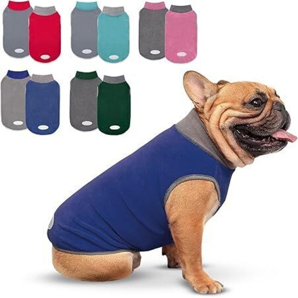 2 Pack Dog Fleece Sweater Stretchy Sweatshirt Pullover Dog Vest With Reflective
